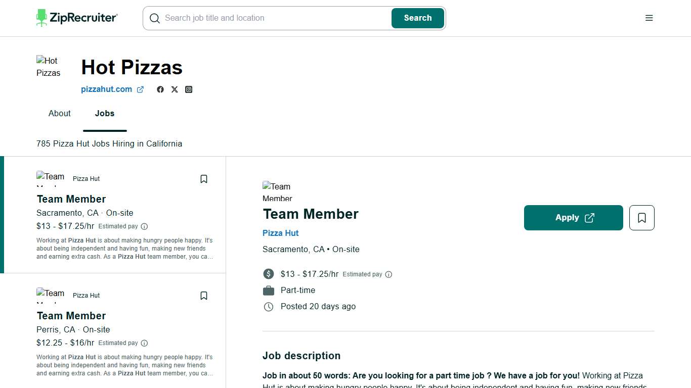 PIZZA HUT Jobs in California (Now Hiring) Jan 2026